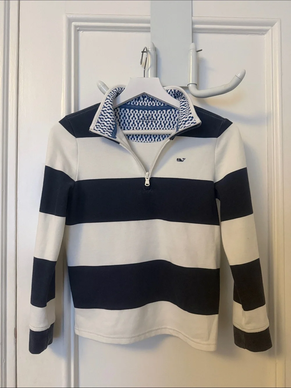 Vineyard Vines Navy and White Striped Half-Zip Pullover
